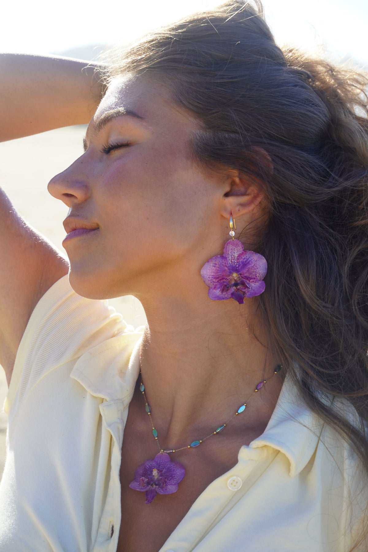 Purple Orchid Earrings